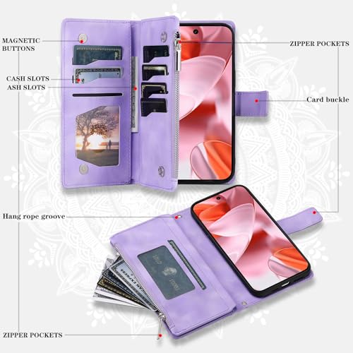 Étui en cuir Asuwish pour Pixel 9 et 9 Pro avec rabat gravé Mandala et protection d'écran