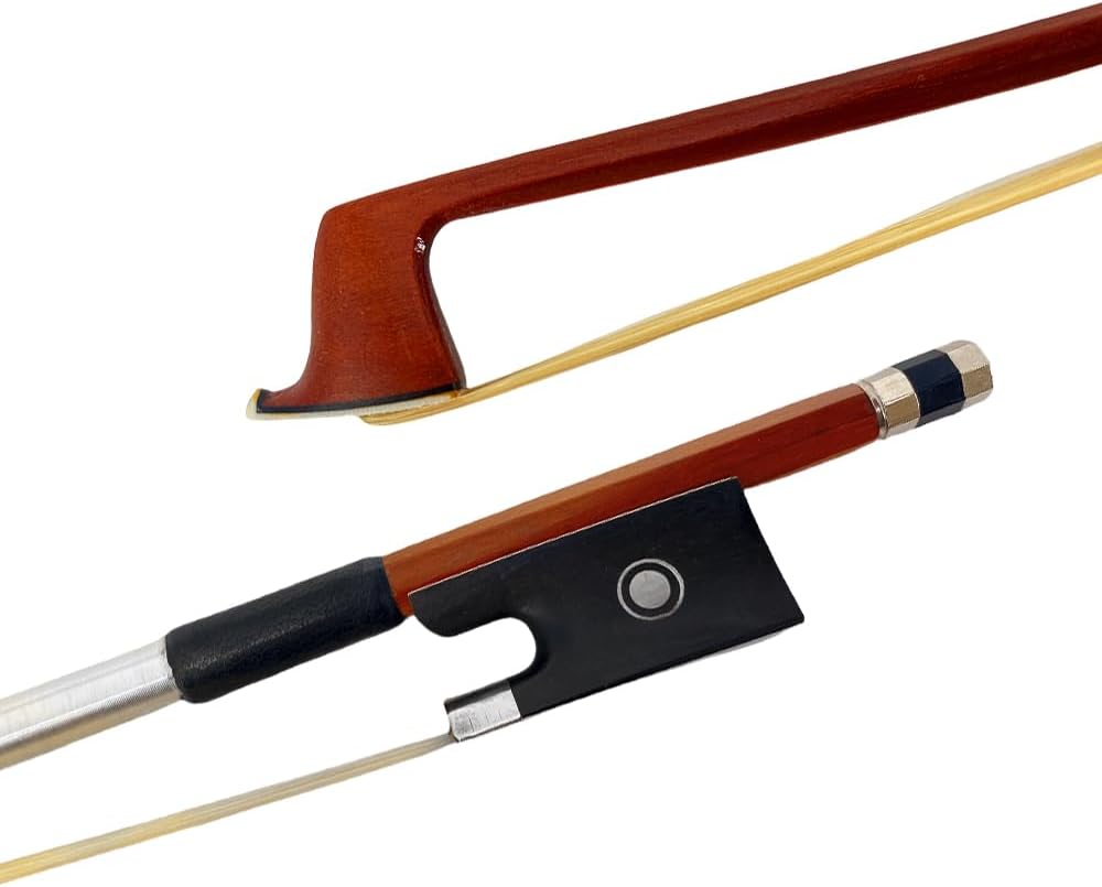 Violin bow 4/4 - Brazilwood with Ebony Frog, Mongolian Horsehair, Octagonal stick, Well-Balanced & Lightweight for Adults and Students