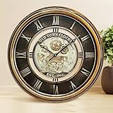 Large Real Moving Gears Wall Clock for Living Room Decor, Big Vintage Industrial Steampunk Metal Cog Decorative Clock for Kitchen Farmhouse Home Office Christams Wall Decor (52cm, Bronze)