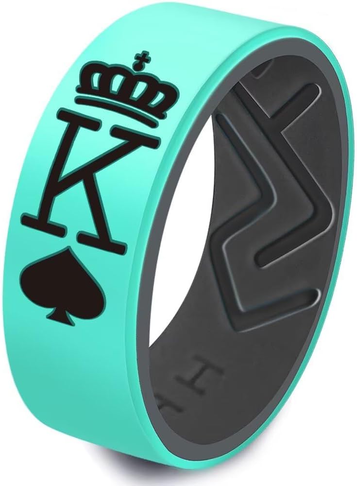 XAHH King and Queen Silicone Rings for Couples, Flexible Rubber Wedding Bands for Men and Women, Comfortable Breathable Workout Rings, Anniversary Valentine Gift
