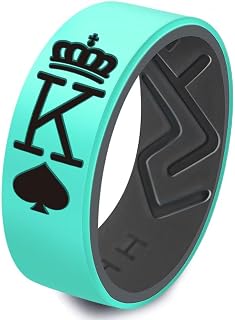 XAHH キング&クイーン カップル用シリコンリング、柔軟なゴム製結婚指輪、男性と女性用、快適で通気性のあるワークアウトリング、記念日のバレンタインギフト