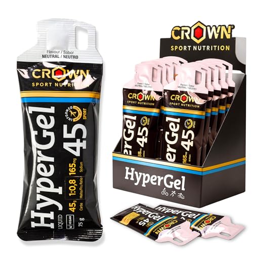 Crown Sport Nutrition HyperGel 45 Neutro | Geles Energéticos Running Ciclismo 45g Carbohidratos Ratio 1:0,8 | Sin Cafeína | Informed Sport | Caja 10x60ml