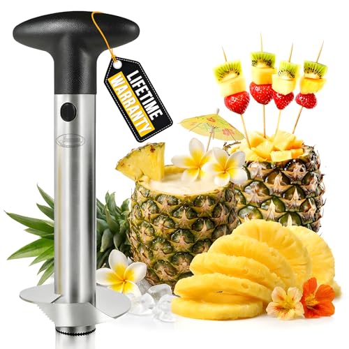 Pineapple Cutter Slicer and Corer Upgraded Stainless Steel Pineapple Cutter & Pineapple Corer with Reinforced Sharp Blade Multifunctional Fruit Peeler and Slicer Tool for Home & KitchenBlack
