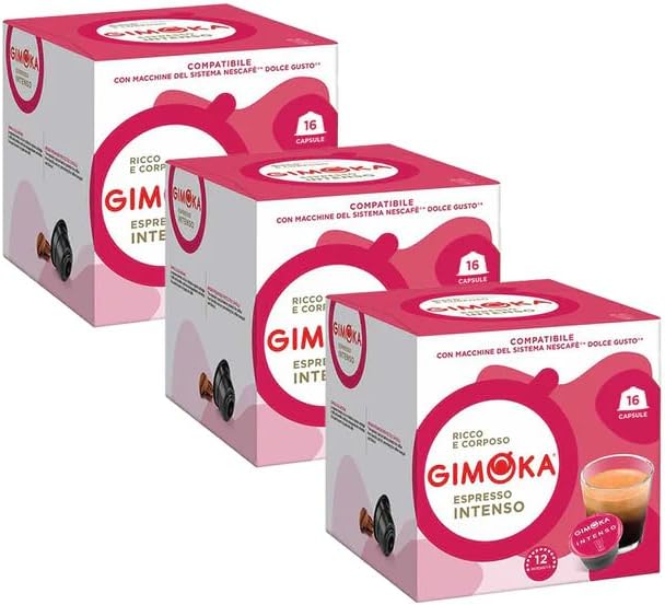 Gimoka Dolce Gusto Compatible Espresso Intenso x16 Coffee Pods (Pack of 3, Total 48 Pods)