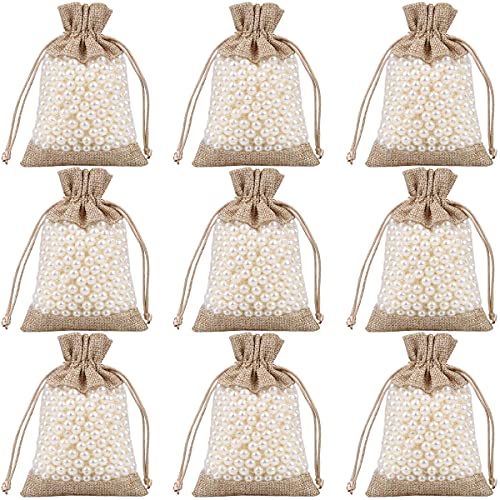 Ewanda store 50 bolsas de arpillera con cordón, bolsas de regalo de 3.9 x 5.5 pulgadas, bolsas de joyería para embalaje de dulces, recuerdos de fiesta, bodas, vacaciones, manualidades (marrón)