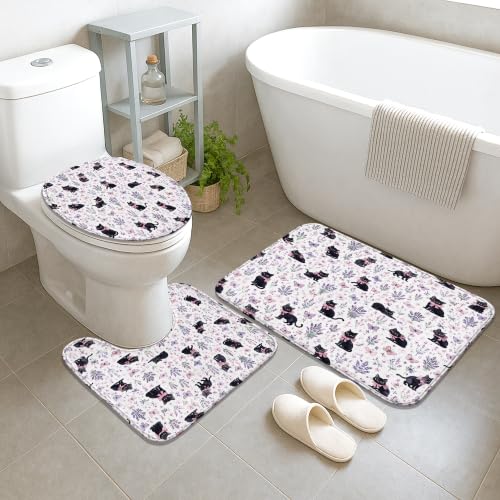 Ensemble de rideaux de douche chat fleurs papillon rideau étanche 183 cm - 5