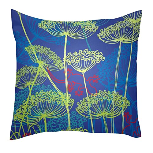Tbouobt Throw Pillow Case Cushion Cover, Decorations For Sofa Couch Bed Chair, Art Wild Flowers Lizard #TOP15