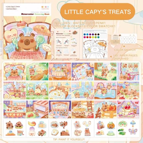 Libro de acuarela para principiantes y niños con pincel integrado 3
