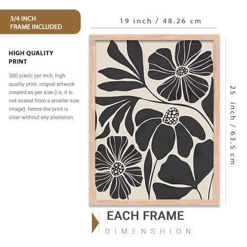 Image of kotart Abstract Botanical Art Home Decoration Painting | Floral Paintings With Frame For Living Room Bed Room Hotel Wall Decor Digital Reprint Set of 3 (19X25 inch)