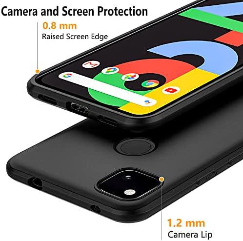 TesRank Google Pixel 4a Case, Soft TPU Matte Thin Case with Shock-absorption Corners [Anti-scratch] [Anti-fingerprint] for Google Pixel 4a-Black