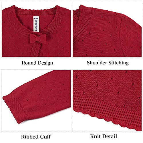 Boboyoyo Long Sleeve Girls Shrug Knit Girls Cardigan Childrens Bolero Dress Sweater Toddler Shawl For 3-12Y (Red, 9-10 Years) #TOP4