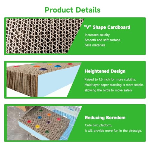 Image of 2PCS Bird Chew Toys Parrot Cardboard Perch for Cage Bird Resting Platform Stand with Colorful Beads Parrot Playground Exercise Toys Parakeets Cage Accessories for Conures, Budgies