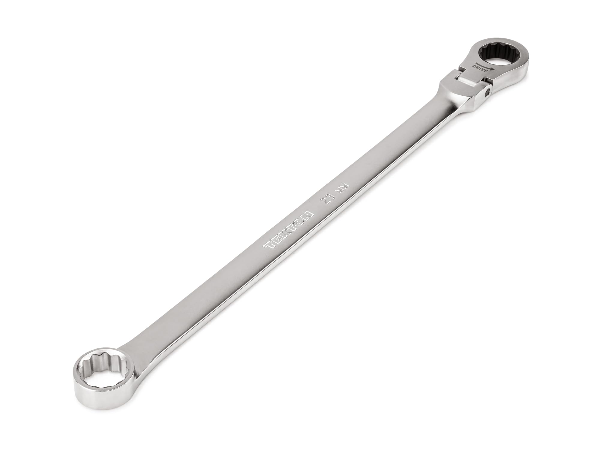 TEKTON 23 mm Long Fixed/Flex Head 12-Point Ratcheting Box End Wrench | WRB35423