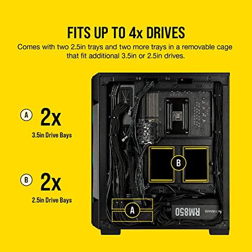 Corsair iCUE 220T RGB, Tempered Glass Mid-Tower ATX Smart Gaming Case, Black