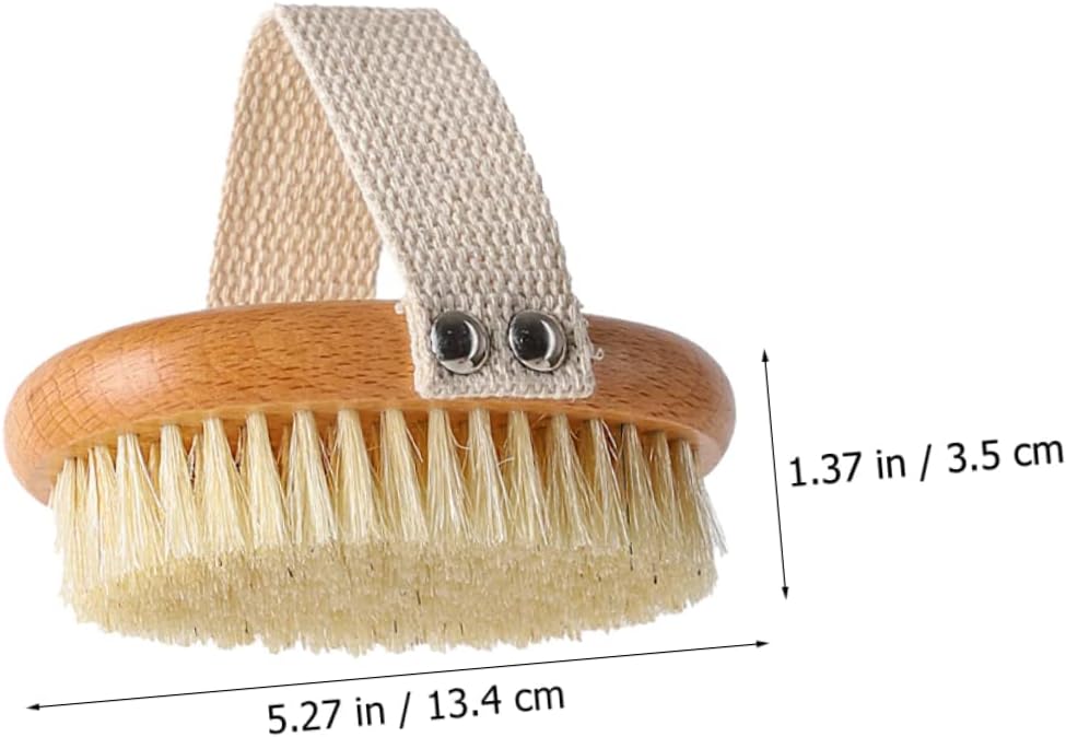 NOLITOY Portable Natural Pig Bristle Body Brush for Exfoliating and Cleansing Ergonomic Handheld Bath Scrubber for Skin Types for Relaxing Shower