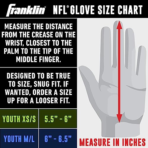 Image of Franklin Sports Youth NFL Football Receiver Gloves - Kids Football Gloves Pair - NFL Team Logos and Silicone Palm