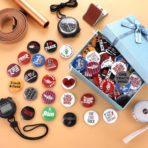 Huquary 80 Pcs Track and Field Pins, 20 Designs Cross Country Running Button Pins, Durable Tinplate Sport Lapel for Team Runners Backpacks Jackets Hats, Sports Gift for Athletes - Thumbnail 6