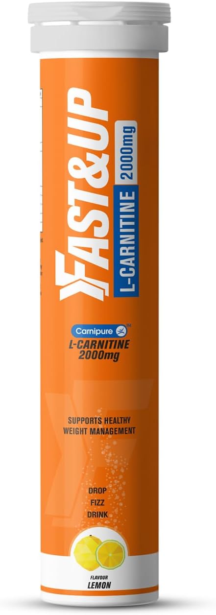 FAST&UP L-Carnitine 2000mg Effervescent Tablets with Carnipure® L-Carnitine Tartrate, Lemon Flavour, Effervescent Carnitine Supplement for Energy & Active Lifestyle Support, 20 Tablets (Pack of 1)
