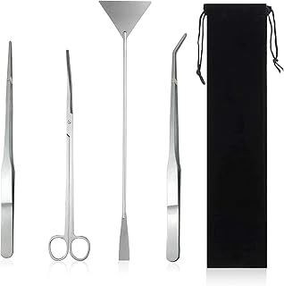 Vueinrg 4 en 1 Herramientas de Acuario de Acero Inoxidable, Juego de Herramientas para Paisajismo Acuático Espátula Alic...