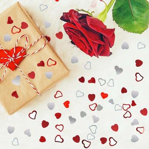 Image of FOIMAS Heart Table Confetti,2.1oz Valentine's Day Metallic Foil Heart Confetti Sequin for Valentine's Day Wedding Bridal Shower Birthday Party Decoration Supply
