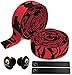 TOPCABIN Camouflage Series Comfort GEL Road Bike Handlebar Tape Bike Bar Tape with Reflective Bar Plugs (Red (a pair))