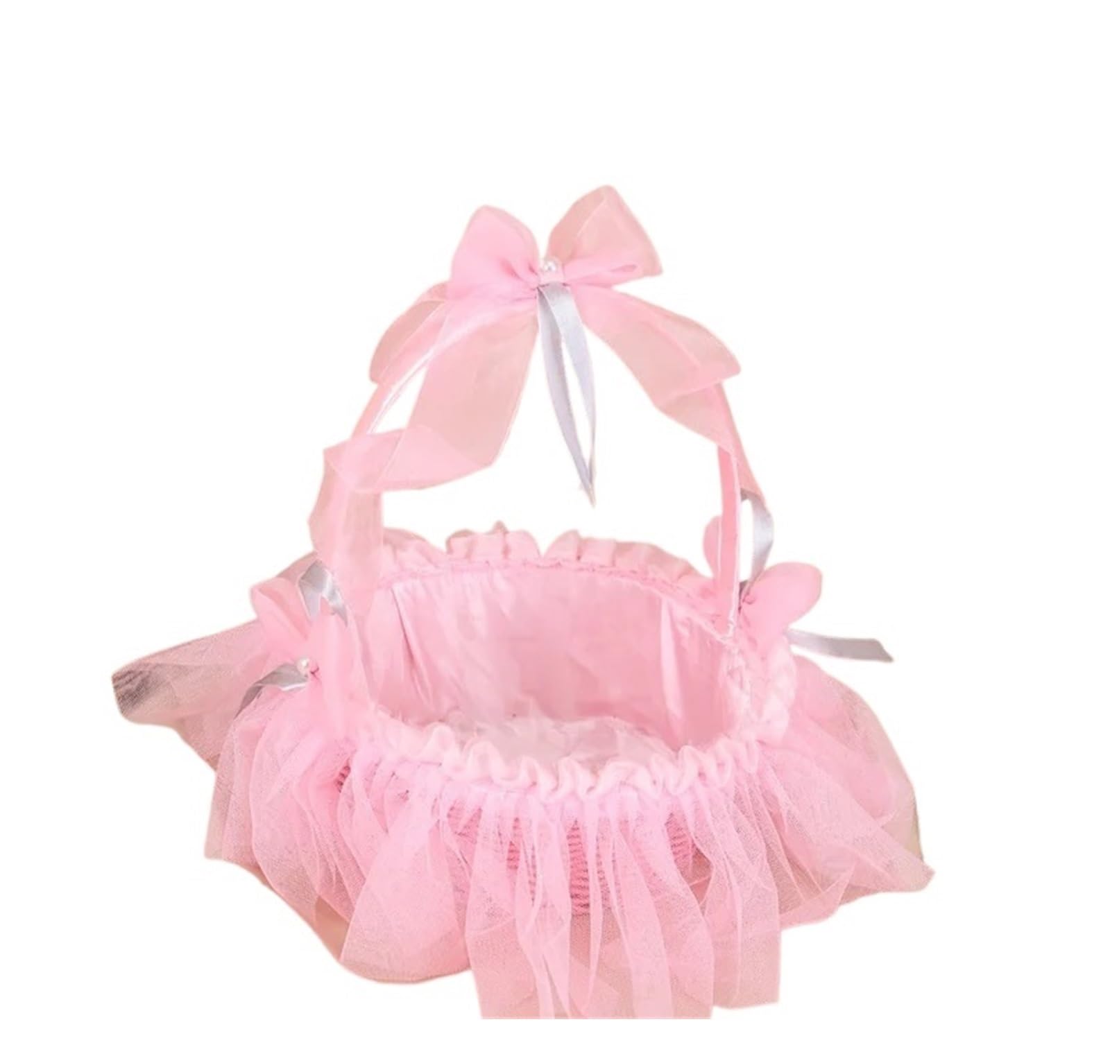 Wedding Petal Confetti Basket, Flower Wedding Basket Handheld Lace Petal Scattering Multicolor(Color3)