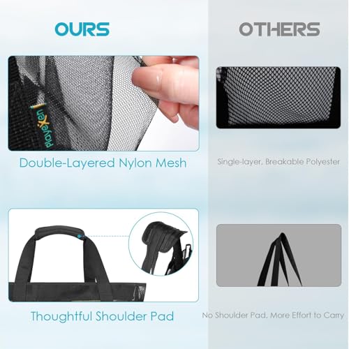 24 inch Large Mesh Beach Bag with Zipper, Oversized Foldable Lightweight Family Beach Tote with 7 Pockets, Vacation Essentials Beach Accessories4