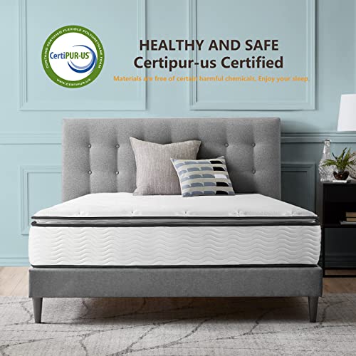 Easeland Queen Size Mattress - 10 Inch Bamboo Pillow Top Hybrid Mattress In A Box, Innerspring & Cooling Gel Memory Foam Mattresses For Supportive & Pressure Relief, Medium Firm #TOP3