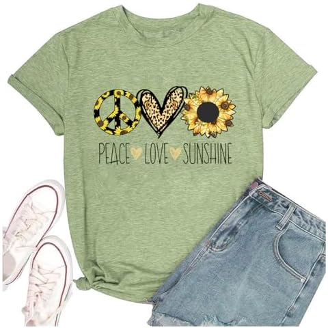 LIWYLU Vintage Peace Graphic T-Shirt for Women Cover
