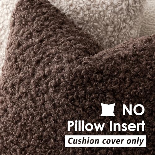 Image of Foindtower 2 Pieces 24x24 Inch Red Brown, Faux Fur Throw Pillow Cover Accent Sherpa Furry Pillow Covers Fuzzy Soft Pillowcases Cozy Sheepskin Decorative Fleece Cushion Case for Bed Couch Living Room