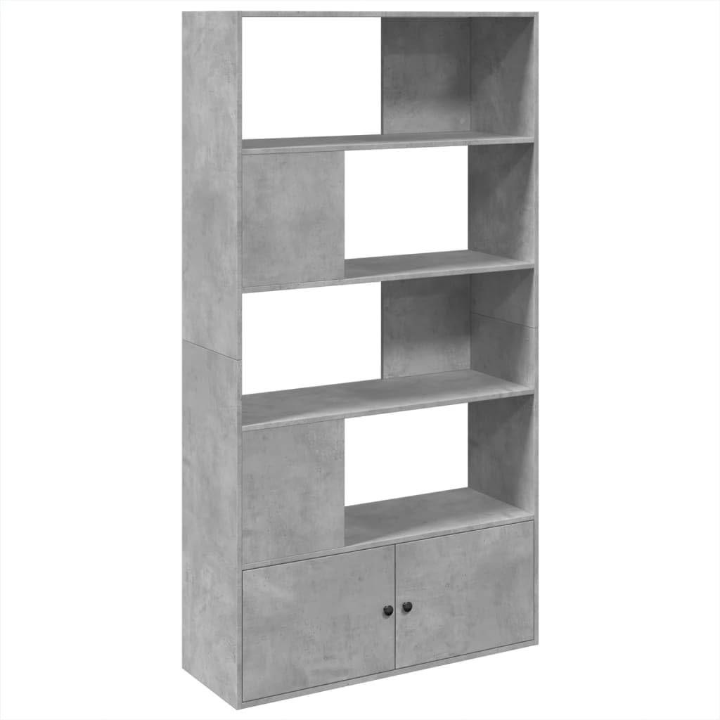 Regał na książki, szary betonowy, 100 x 36 x 189 cm, materiał drewnopochodny, uniwersalny organizer do przechowywania książek, dekoracji, akt, może być używany jako ścianka działowa