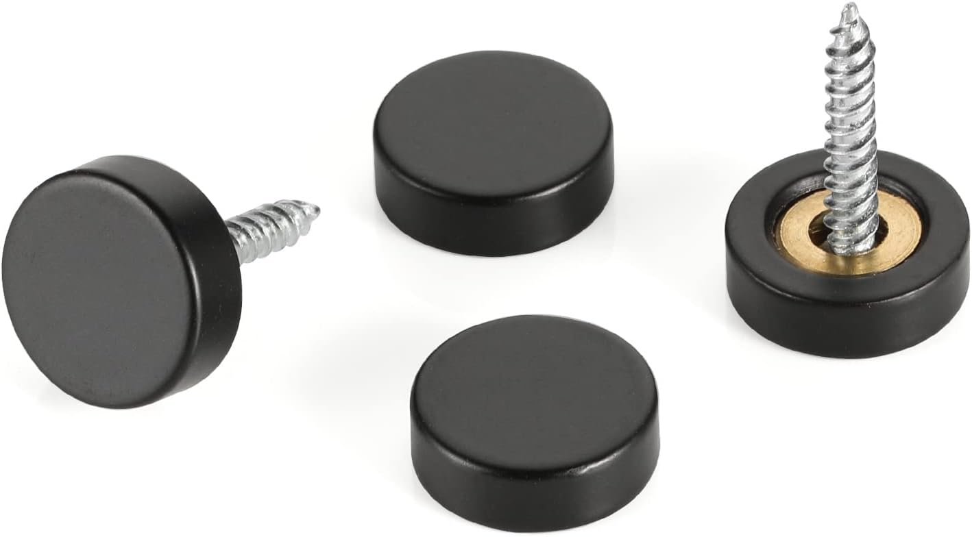 20 PCS Screw Covers Caps (Solid Brass Construction) Mirror Screws Fasteners, Sign Advertising Hardware, 3/5" Diameter, Black