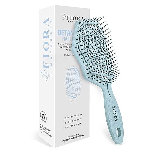 Fiora Naturals Hair Detangling Brush -100% Bio-Friendly Detangler hair brush w/Ultra-soft Bristles- Glide Through Tangles with Ease - For Curly, Stright, Women, Men, Kids, Toddlers, Wet and Dry Hair