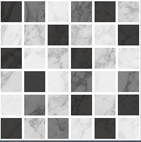 LPS Self Adhesive Wall Tiles Stickers - 10 PCS Black Grey Moroccan Mosaic Style Kitchen Wall Art DIY Tiling Traditional Vintage Design Peel and Stick Tile Paint Stick on Tiles (Black Marble)