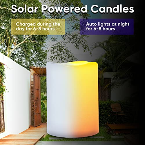 Image of Homemory 4 inchx6 inch Large Solar Candles Outdoor Waterproof, Dusk to Dawn, Solar Powered Flameless Candles for Outdoor, Lanterns, Set of 2