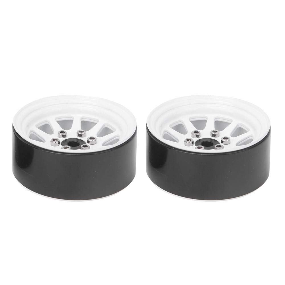 Dilwe Moyeu de Jantes en Alliage Beadlock Compatible avec TRAXXAS -4 1/10 RC Crawler(Blanc)