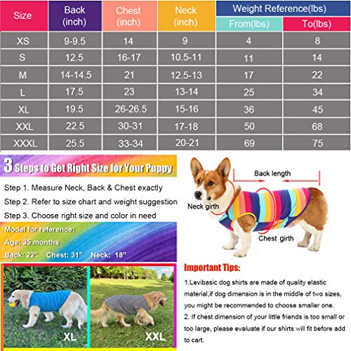 Dog Shirts Cotton Striped T-Shirts, Breathable Basic Vest For Puppy And Cat, Super Soft Stretchable Doggy Tee Tank Top Sleeveless, Fashion & Cute Color For Boys And Girls (L, Rainbow) #TOP5