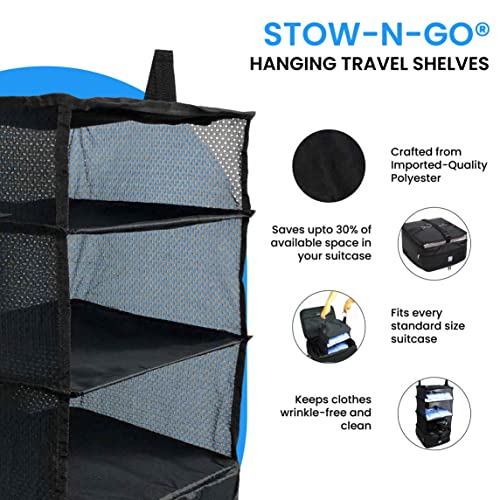 Stow-N-Go Luggage And Travel Organizer, Travel Essentials, Hanging Packing Cubes With Hanging Shelves And Electronics Travel Organizer, Set Of 2 Travel Accessories #TOP2