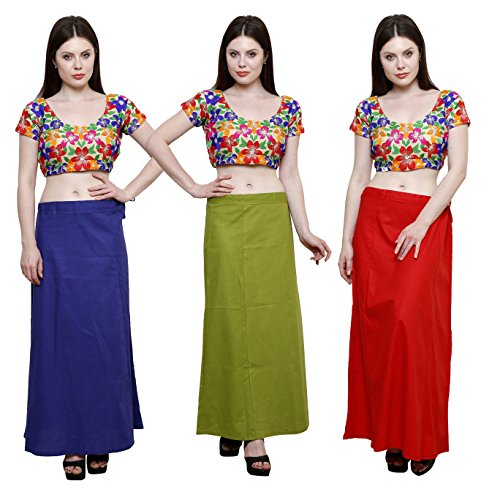 Image of Pistaa combo of 3 Women's Cotton Best Indian Readymade Inskirt Saree petticoats