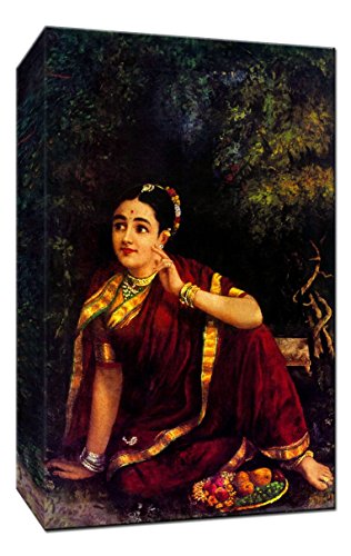 Image of Tallenge Radha Waiting For Krishna In Kunjavan - by Raja Ravi Varma - Medium Gallery Wrap - Framed (15 x 24 inches)
