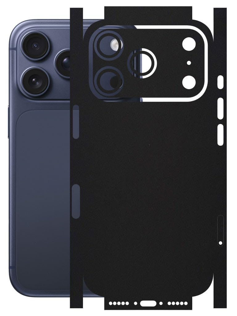 AtOdds - Full Body Back Screen Guard Protector Film - Lamination Wrap Skin Sticker for iPhone 17 Pro | Scratchproof Matte Finish (Design - Matte Black)-image-25