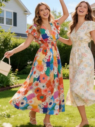 Image of Flessibili Womens Summer Floral Maxi Dress Wedding Guest Party Long Dresses 2026