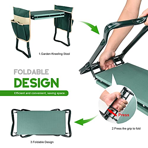 KVR Upgraded Garden Kneeler and Seat with Thicken & Widen Soft Kneeling Pad,Heavy Duty Foldable Gardener Stool with 2 Tool Pouches,Gardening Gifts for Women Mom Men Seniors¡­… by KVR - Image 6