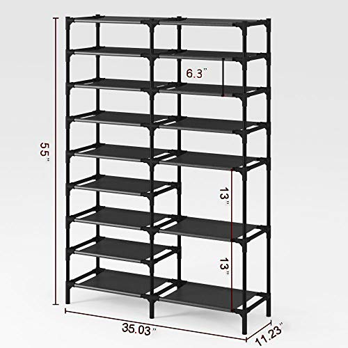 SHOWIN 9 Tiers Shoe Rack, Large Shoe Storage Organizer for 30-40Pairs, Waterproof Fabric Shoe Storage Cabinet Space Saving Shoe Shelf (9Ties)