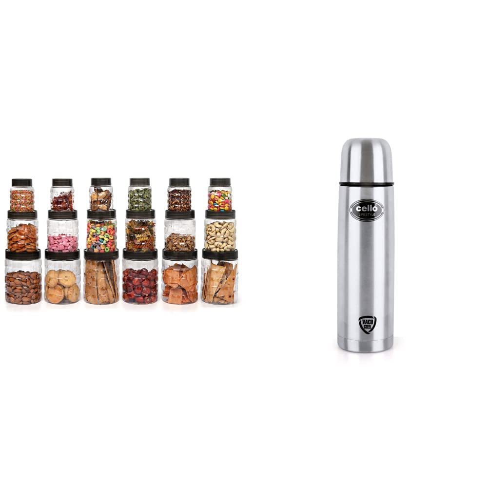 Buy Cello Checkers Plastic PET Canister Set, 18 Pieces, Clear