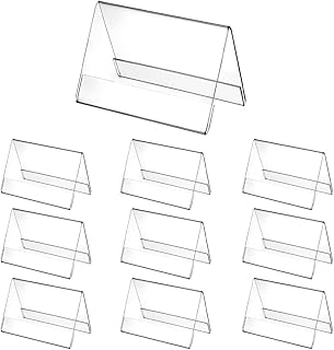 10 Stück Acryl Tischaufsteller, 9x6 cm Namensaufsteller Tisch Wiederverwendbare, Dachform Doppelseitige Tischaufsteller für Namensschild und Preisschild