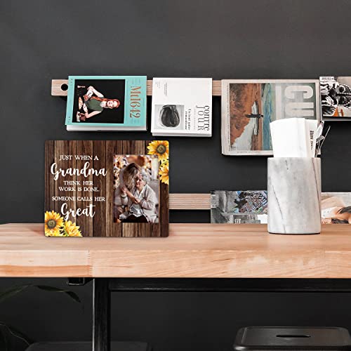 Fondcanyon Just When A Grandma Think Her Work Is Done Someone Calls Her Great Sunflower Picture Photo Frame,Great Grandma Pregnancy Announcement Picture Frames,Best Great Grandma Gift(4X6 Inch Photo) #TOP1