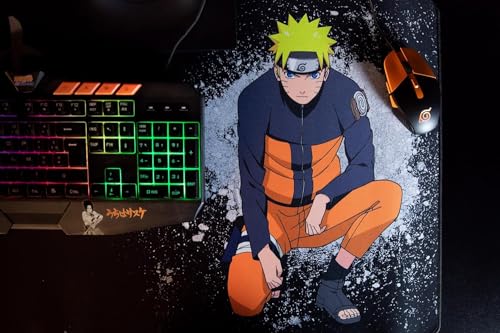 Konix Naruto Shippuden Clavier Gaming Filaire à Membrane AZERTY - Anti-ghosting - Câble 1,7 m - Motif Naruto et Sasuke