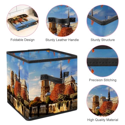Boîte de rangement maison cube en tissu avec poignées intégrées pour chambre