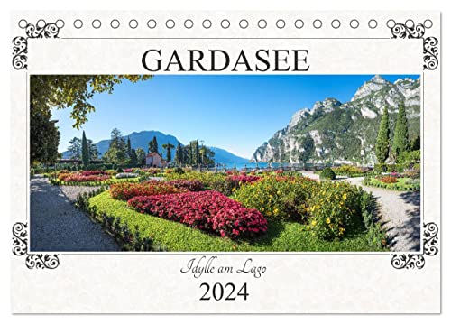 Gardasee - Idylle am Lago 2024 (Tischkalender 2024 DIN A5 quer), CALVENDO Monatskalender: Idyllische Landschaftsimpressionen - nördlicher Gardasee, romantisch umrahmt (CALVENDO Orte)